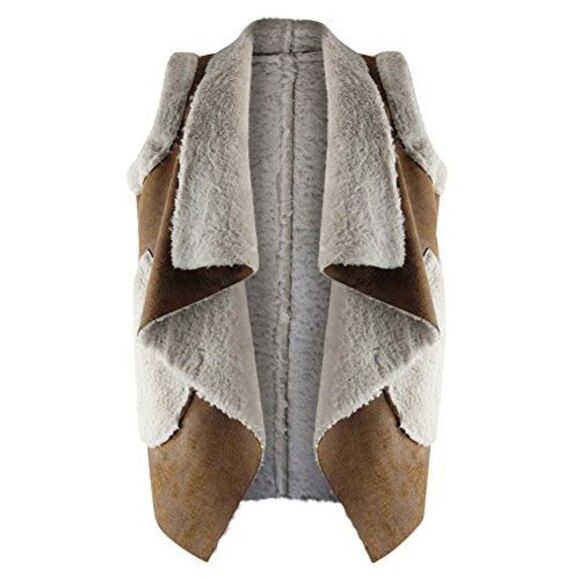 Vegan Leather Shearling Lined Vest - Picture 5 of 8